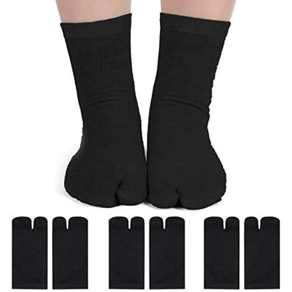 Black Tabi Flip Flop‎ Socks Split Toe Crew Socks Multi-Pack Unisex